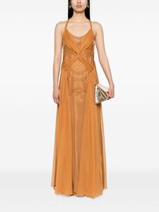 Alberta Ferretti openwork maxi dress - Bruin