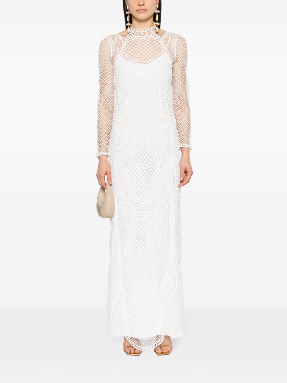 Alberta Ferretti Maxi-jurk met kant - Wit