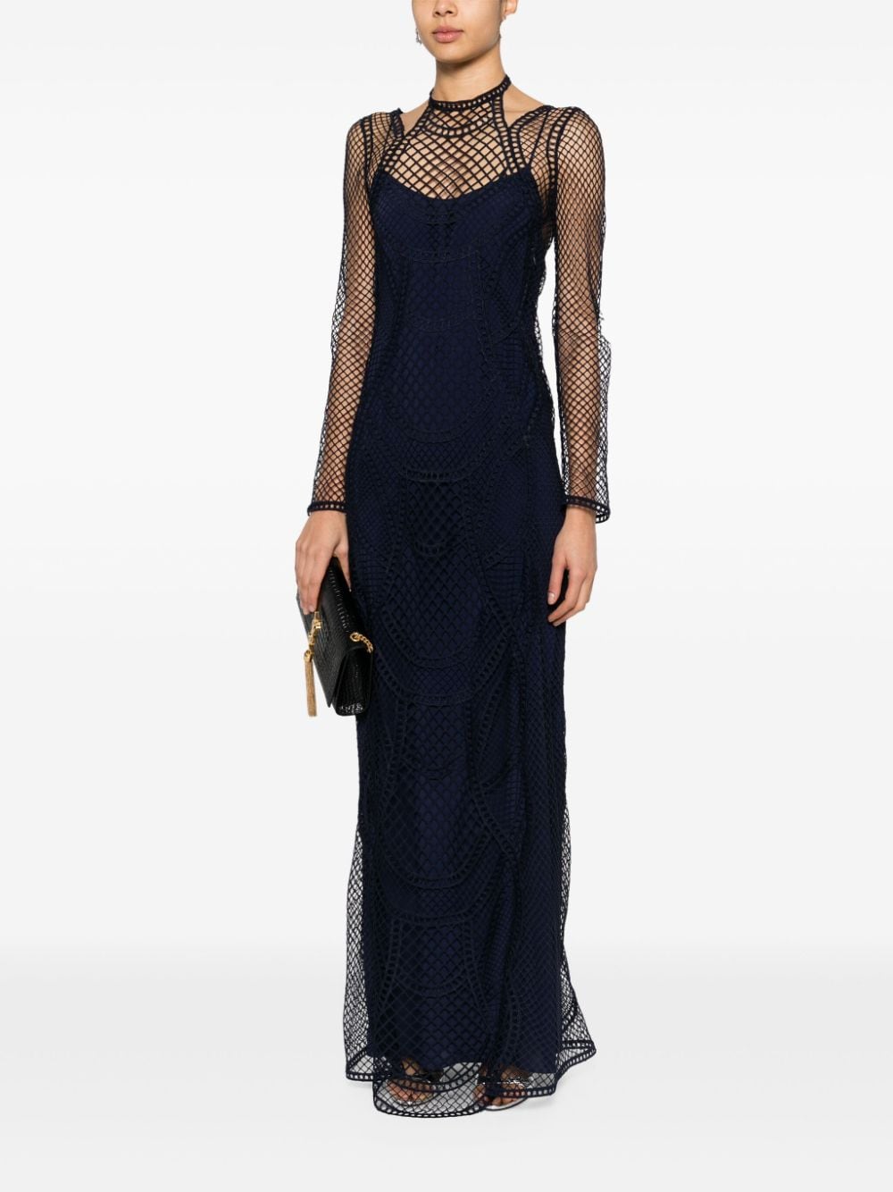 Alberta Ferretti lace maxi dress - Blauw