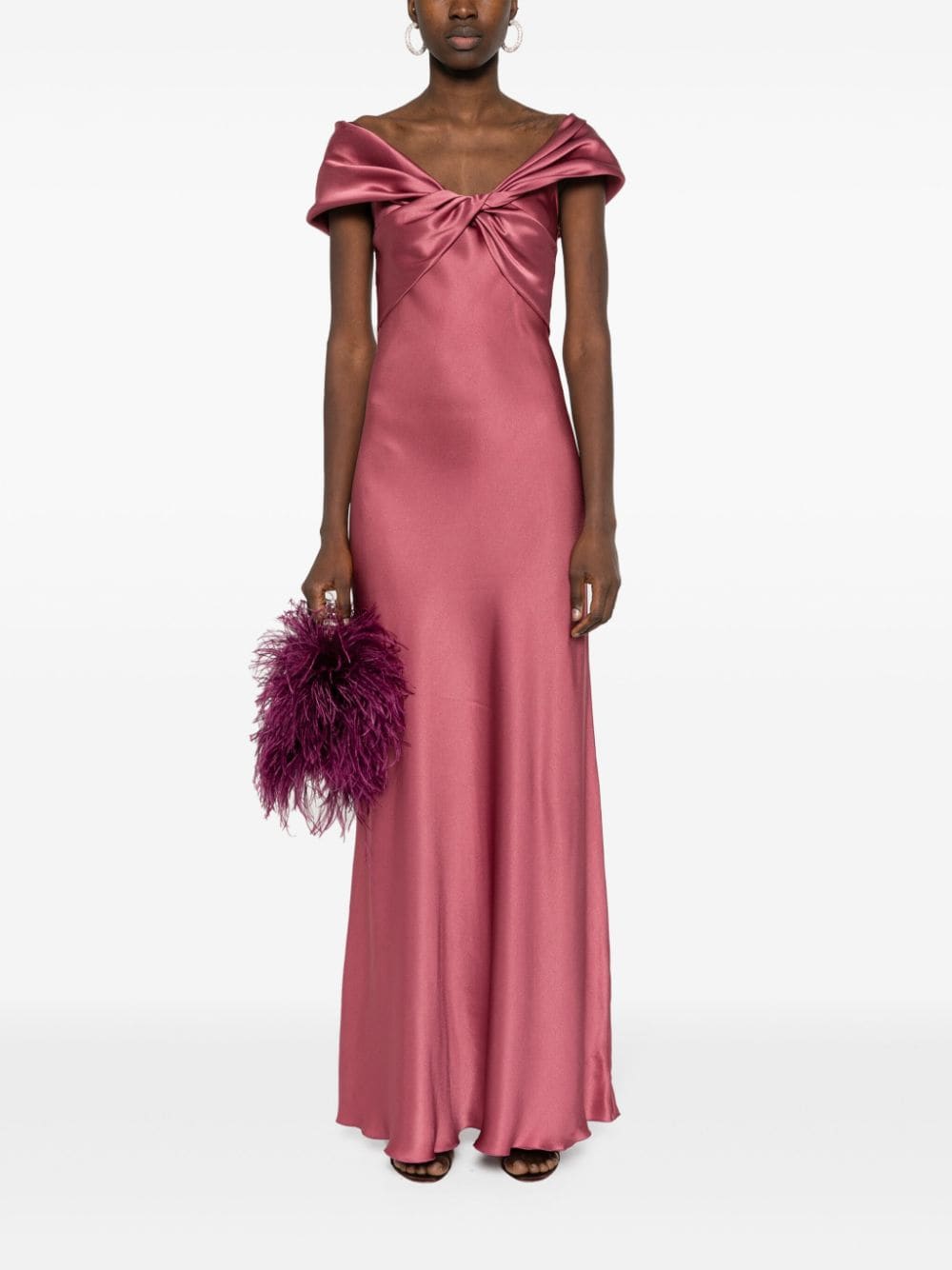 Alberta Ferretti Satijnen maxi-jurk met gedraaid detail - Roze
