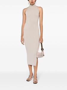 Galvan London Rhea ribgebreide midi-jurk - Beige