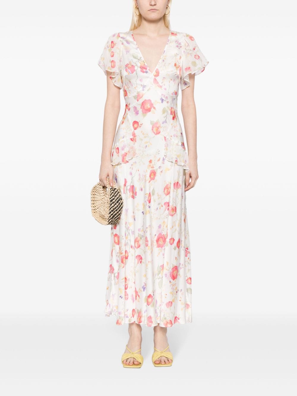 Rixo Maxi-jurk met bloemenprint - Wit