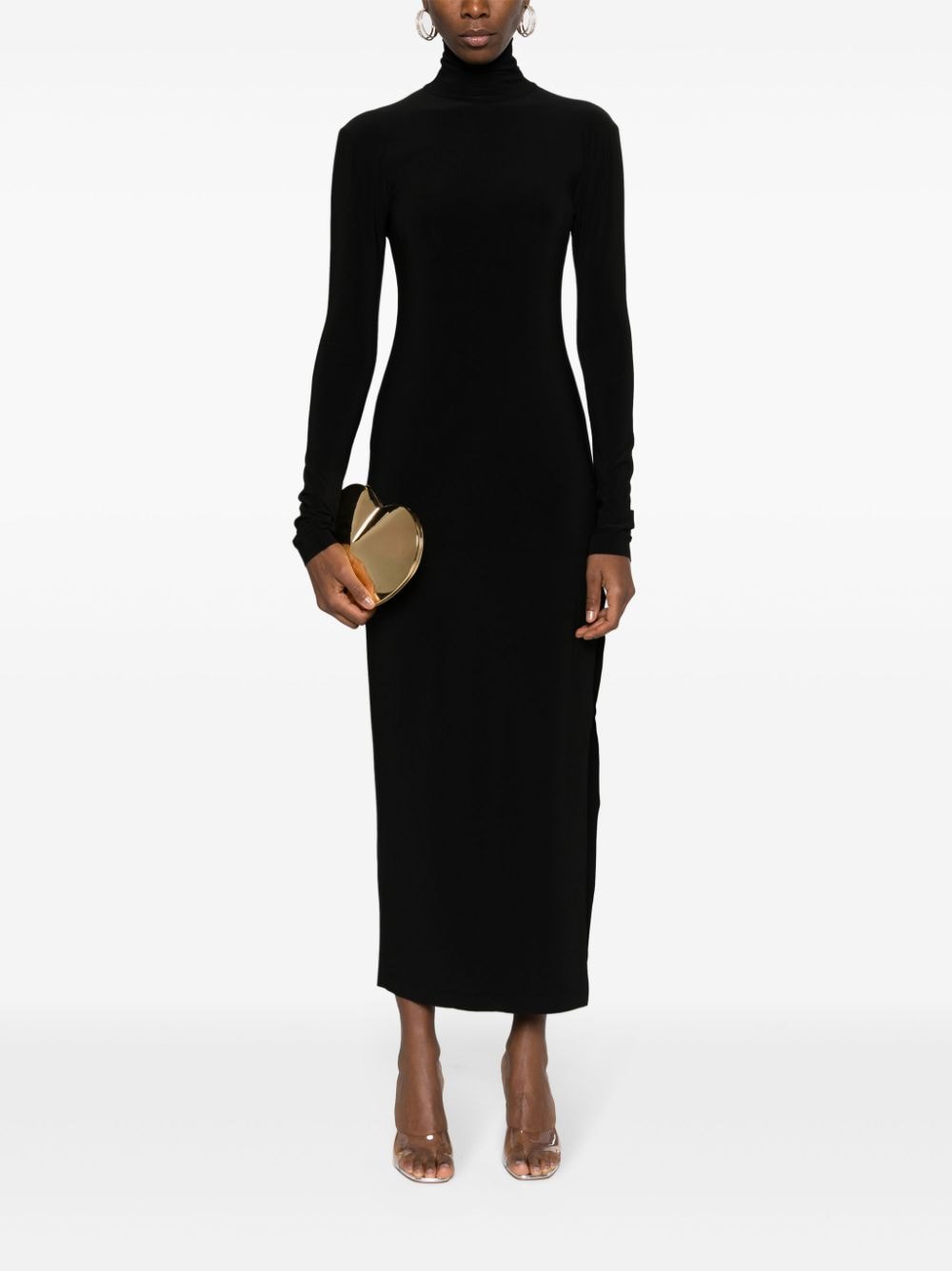 Norma Kamali Maxi-jurk met zijsplit - Zwart