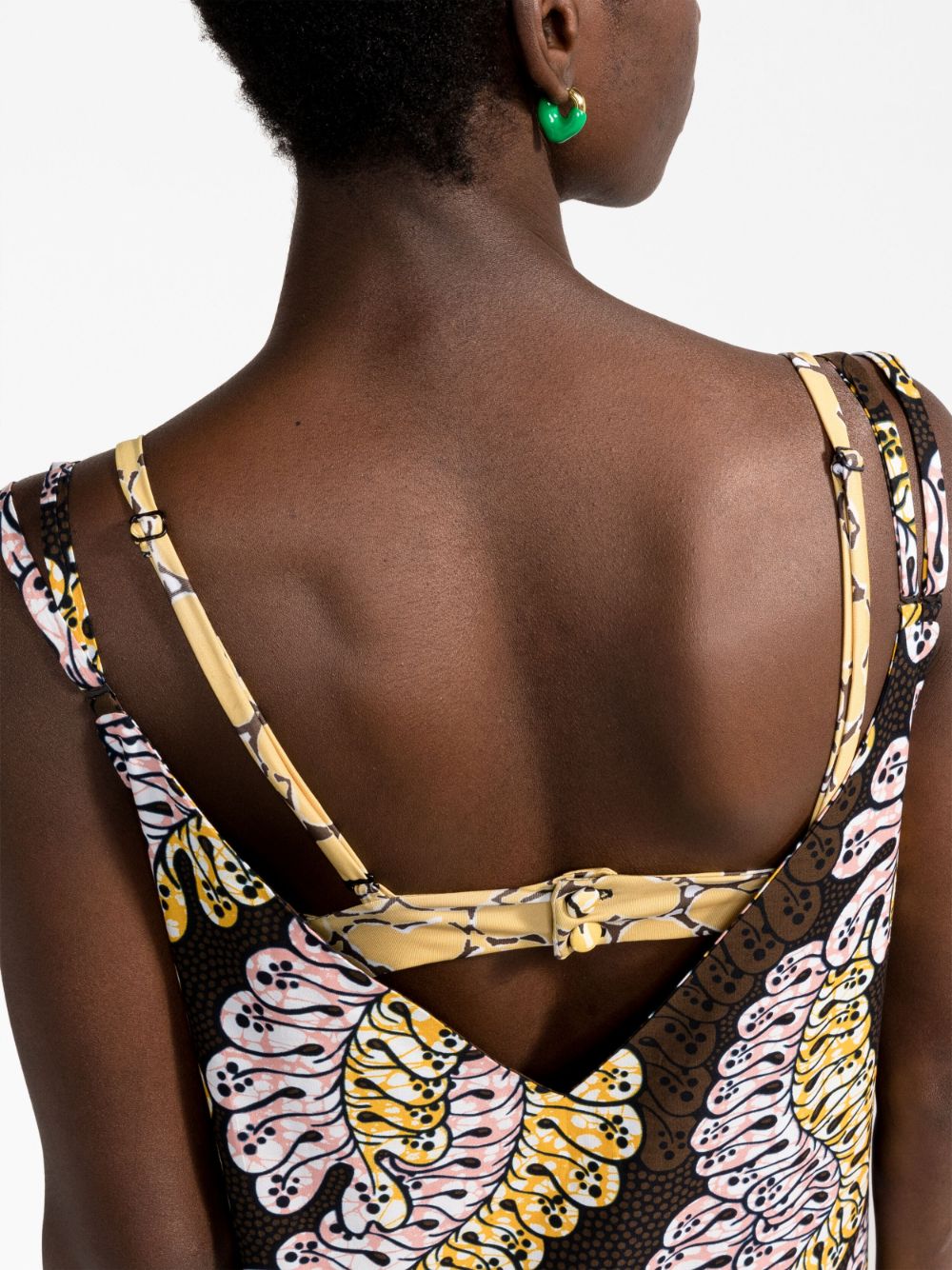 There Was One x Lisa Folawiyo maxi-jurk met abstracte print - Bruin