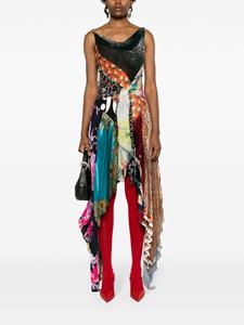 Marine Serre patchwork-print silk maxi dress - Zwart