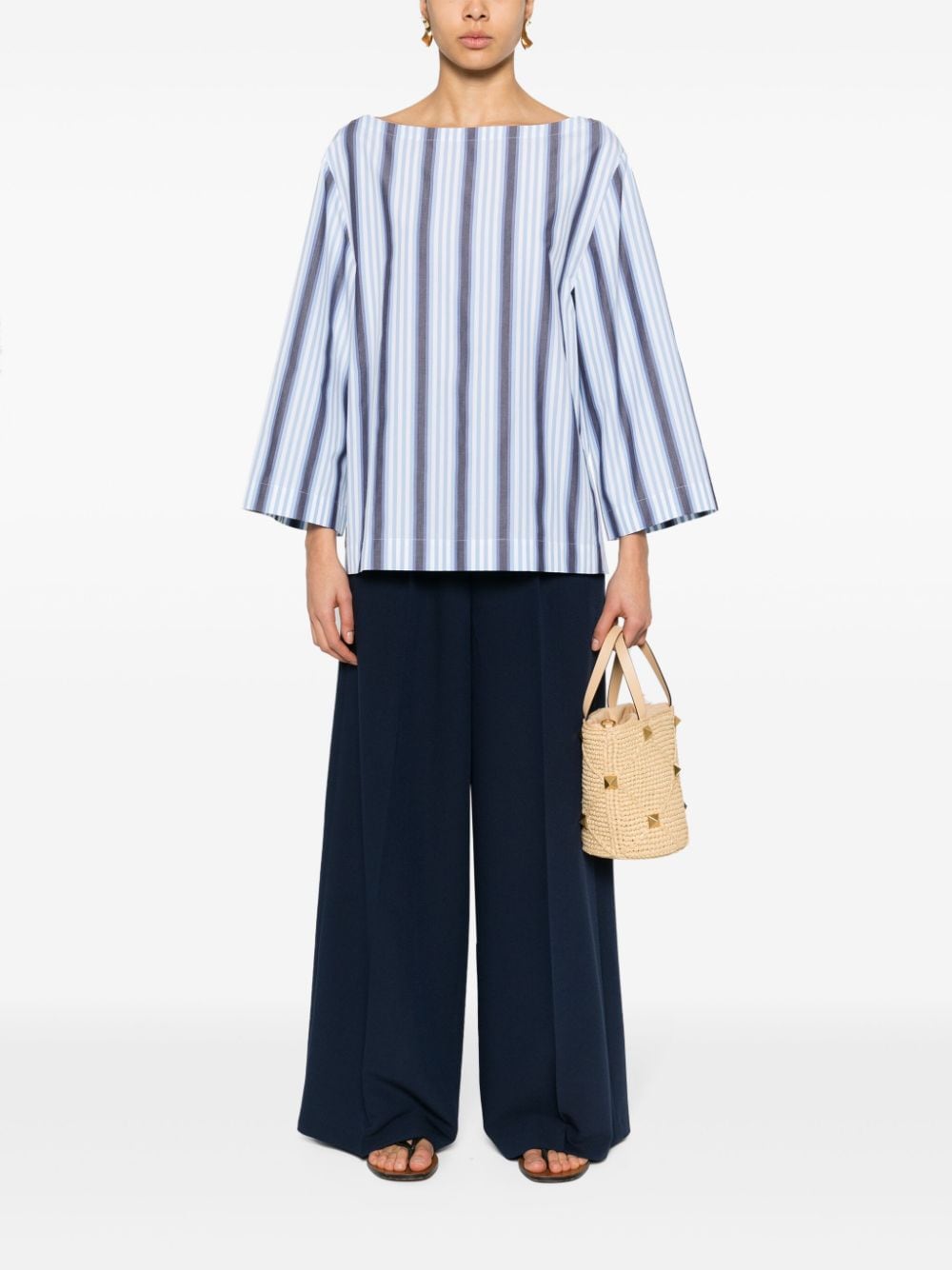 Alberta Ferretti striped belted blouse - Blauw