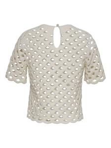 Adam Lippes Opengebreide blouse met imitatieparel - Beige