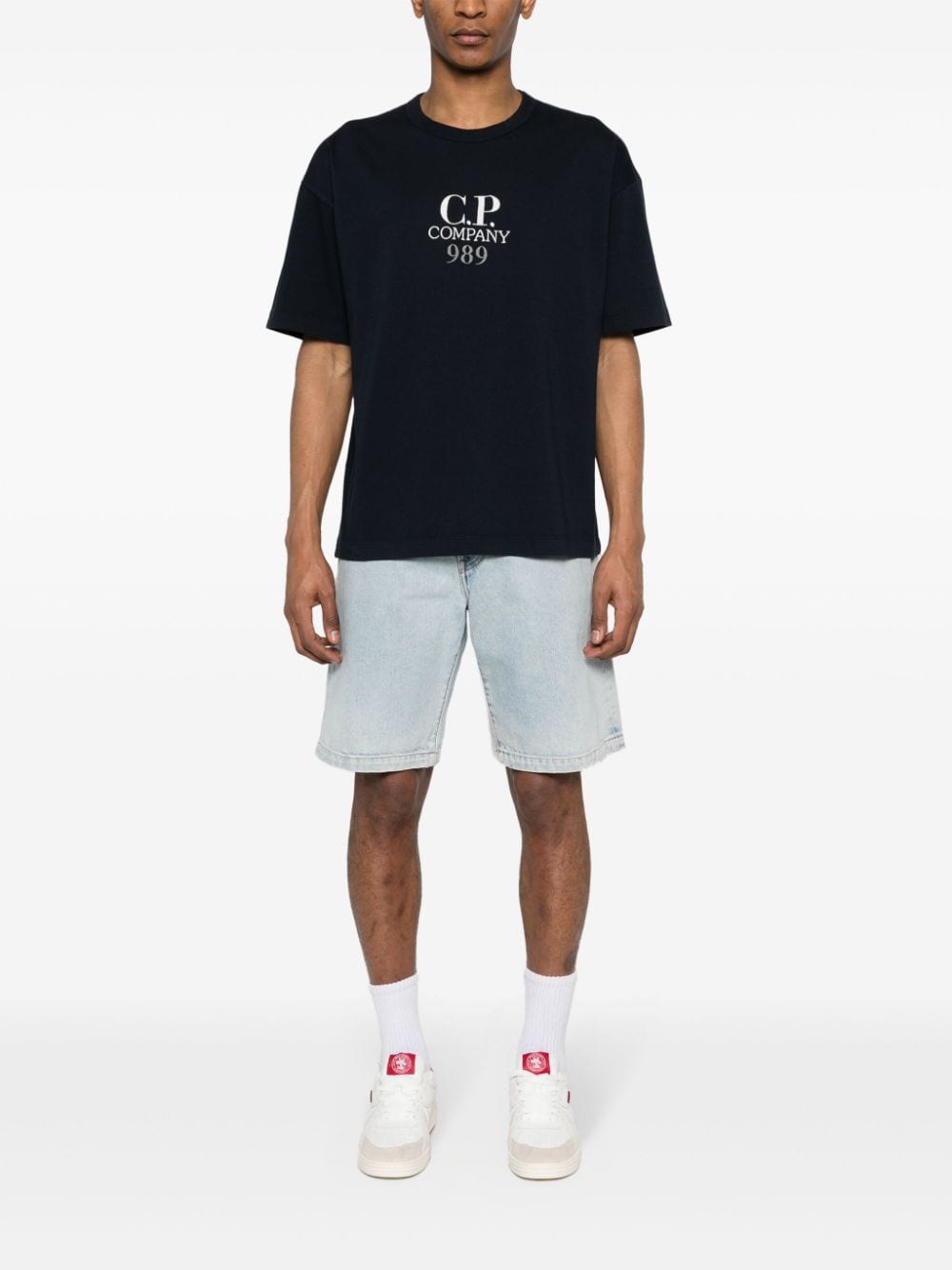 C.P. Company Katoenen T-shirt met geborduurd logo - Blauw