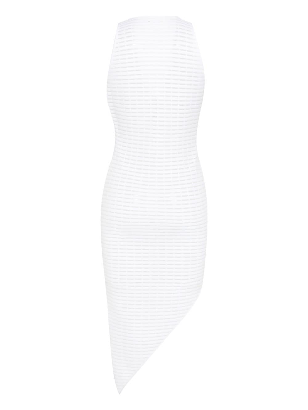 Genny Ribgebreide midi-jurk met vlakken - Wit