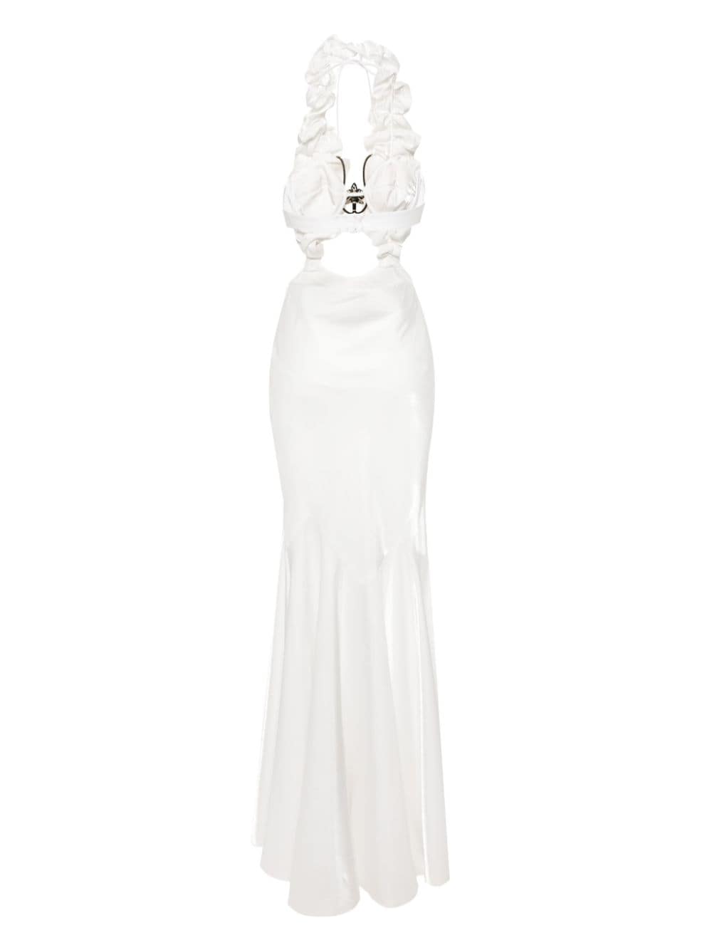Genny Satijnen maxi-jurk met bloemapplicatie - Wit
