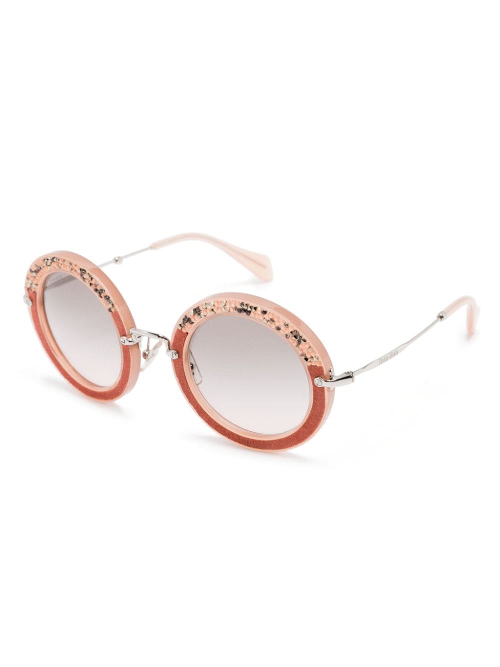 Miu Miu Eyewear Zonnebril met rond montuur en stras - Roze