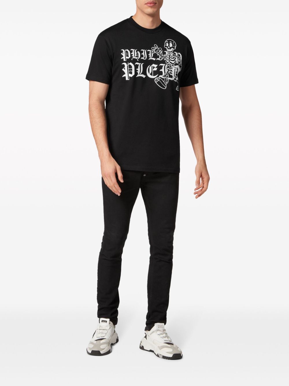Philipp Plein Katoenen T-shirt met skeletprint - Zwart