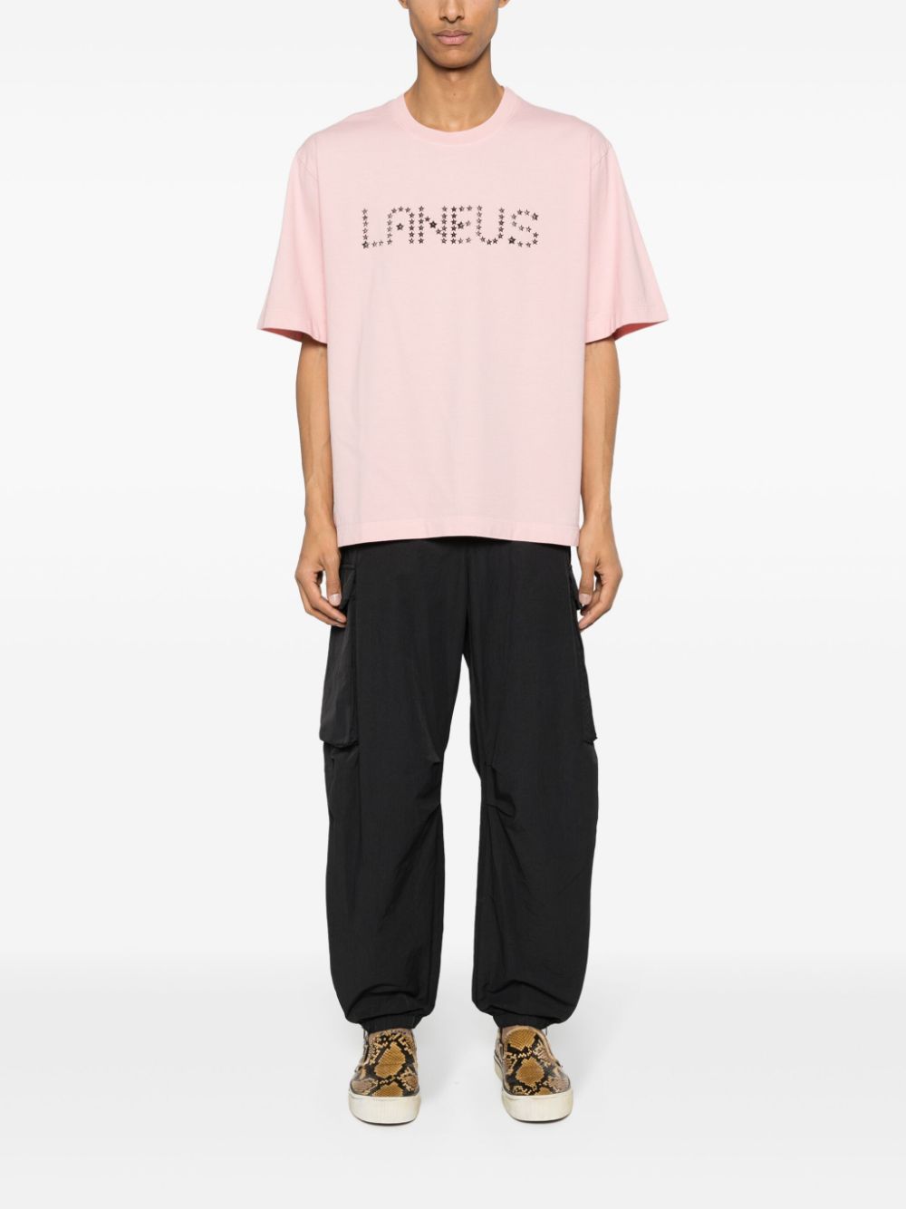 Laneus T-shirt met logo van studs - Roze
