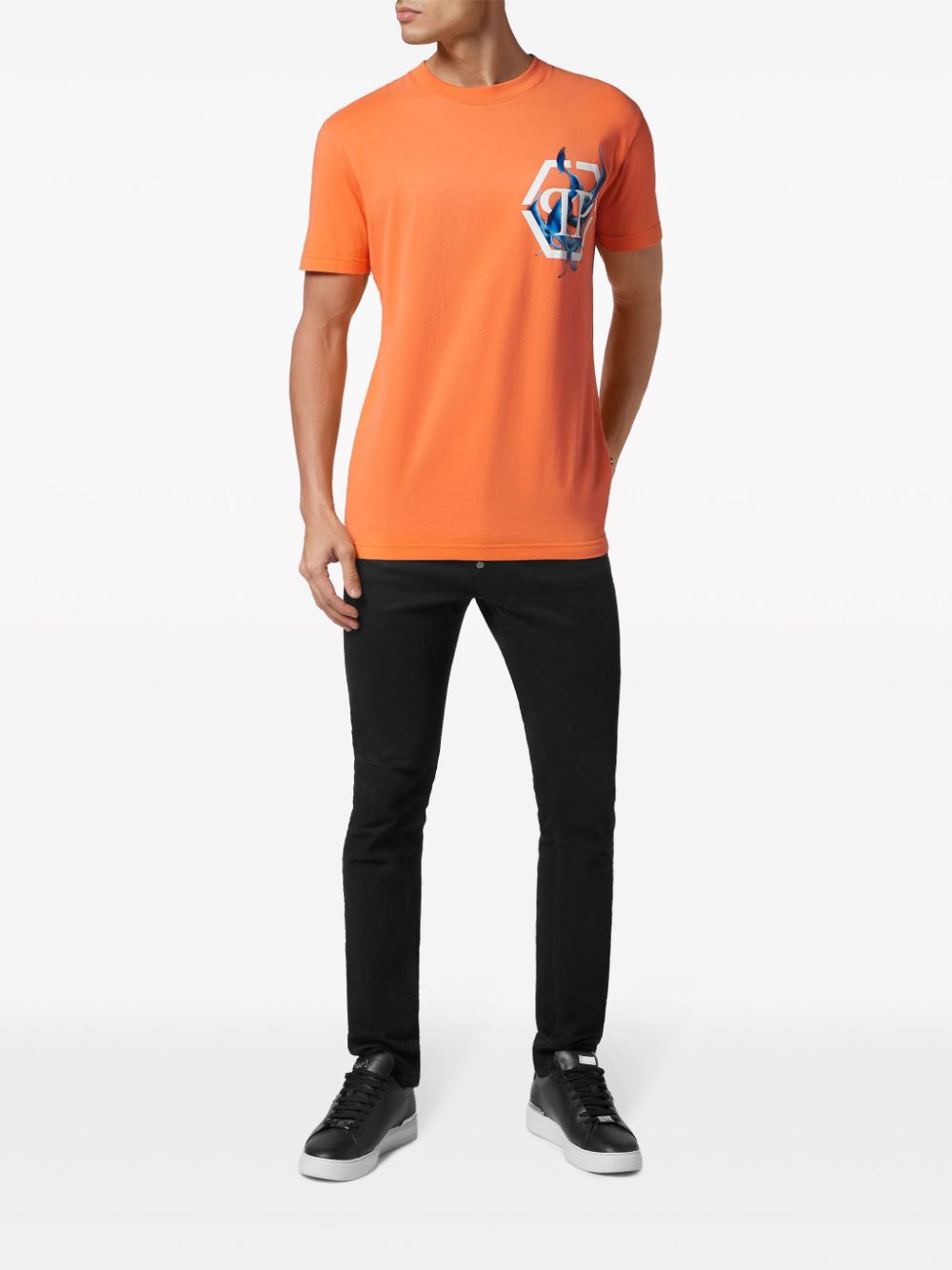 Philipp Plein Katoenen T-shirt met logoprint - Oranje