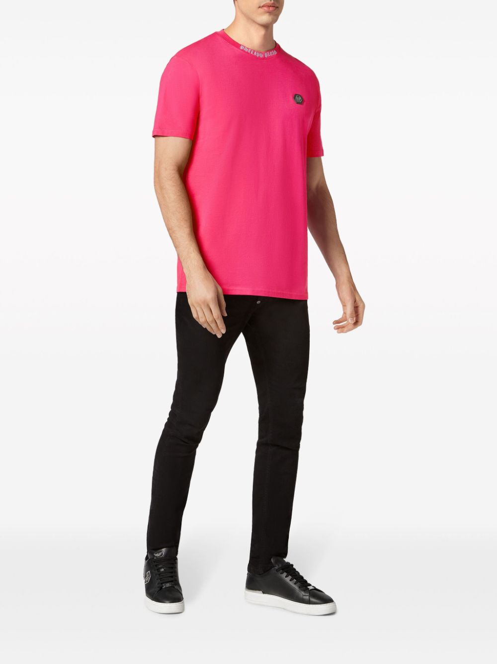 Philipp Plein Katoenen T-shirt met logopatch - Roze