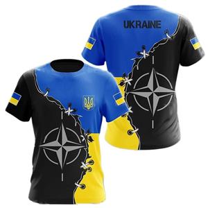 Muzi clothing Zomer heren T-shirt ronde hals korte mouw Oekraïens nationaal embleem vlagprint modetrend campagne vrije tijd shirtkleding