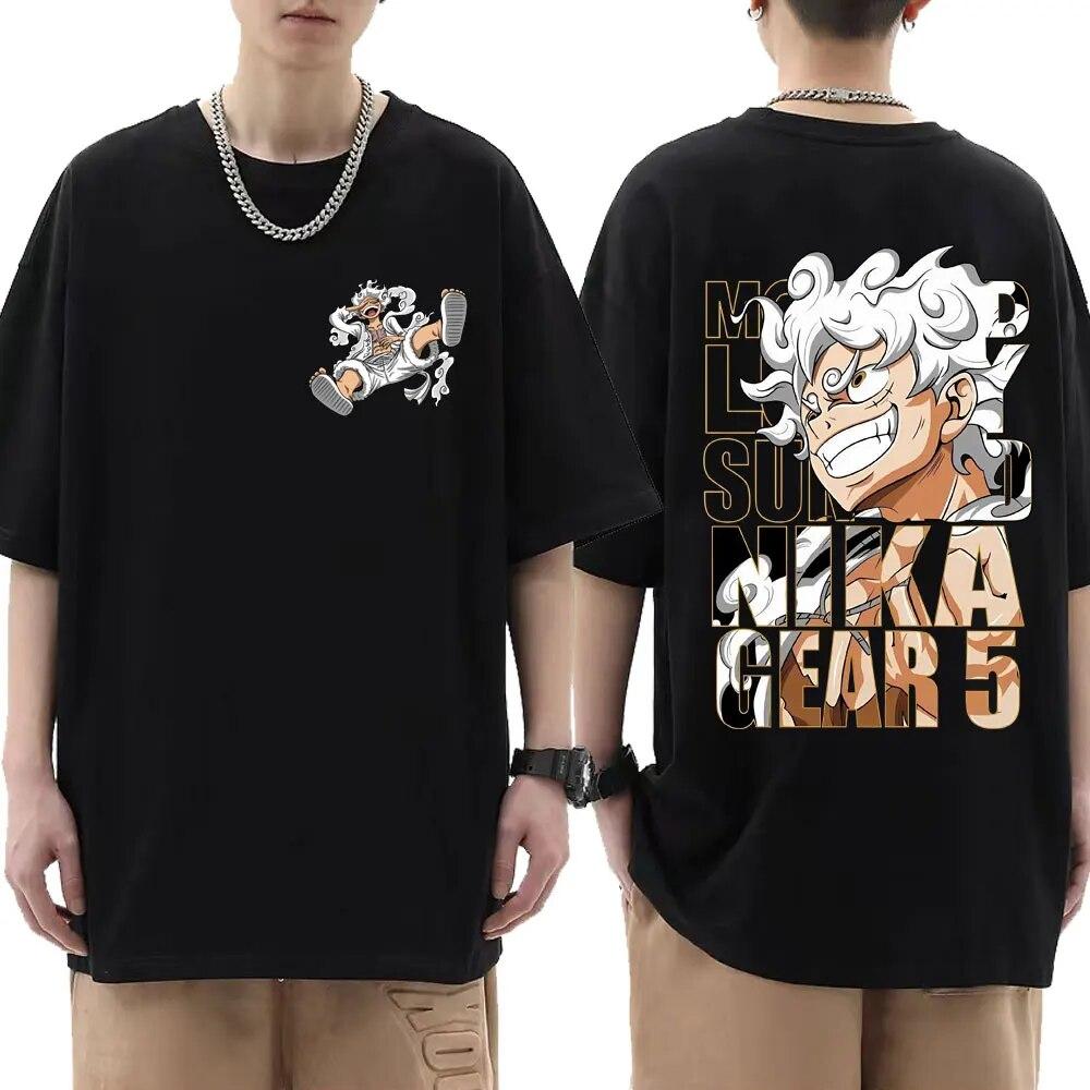 Nihao Anime Gear 5 Luffy Grafische T-shirt Japanse Manga Mannen Vrouw Kleding Oversized T-shirt Mannen Harajuku Cartoon T-shirts streetwear