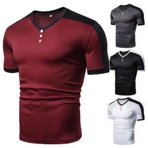 Tianhangyuan Summer T-Shirt V-Neck Breathable Extra Soft Sweat Absorption Solid Color Business Shirt Top Streetwear for Men