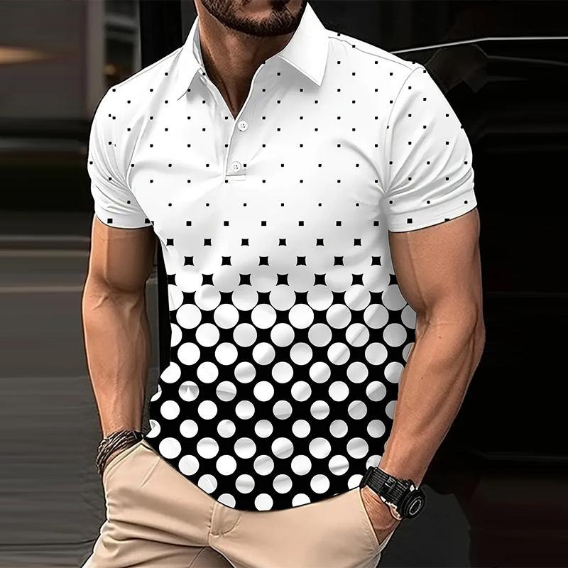 YuTong Fashion Men Summer New Short Sleeve Casual Slim Fit 3D Digital Print Polo Shirt .