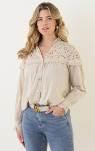 The Musthaves Lovely Lace Blouse Katoen Beige