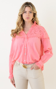 The Musthaves Lovely Lace Blouse Katoen Koraal