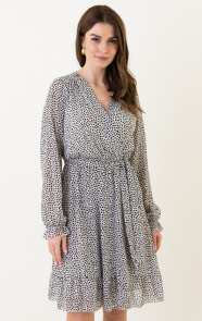 The Musthaves Dots Ruffle Dress Beige