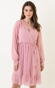 The Musthaves Dots Ruffle Dress Dust Pink