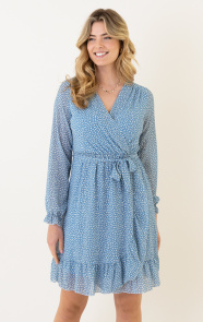 The Musthaves Dots Ruffle Dress Sky Blue