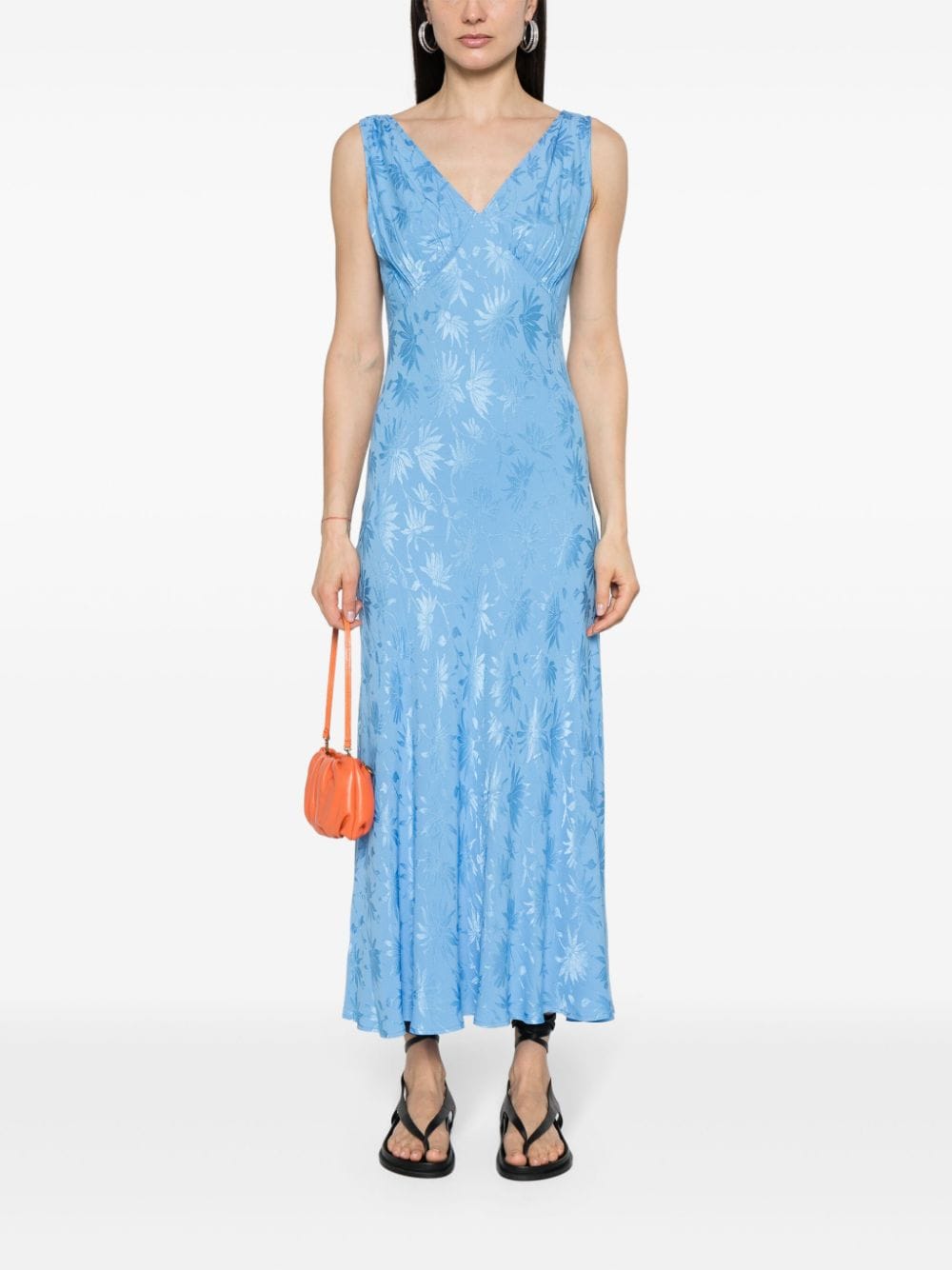 Rixo Sandrine floral-jacquard maxi dress - Blauw