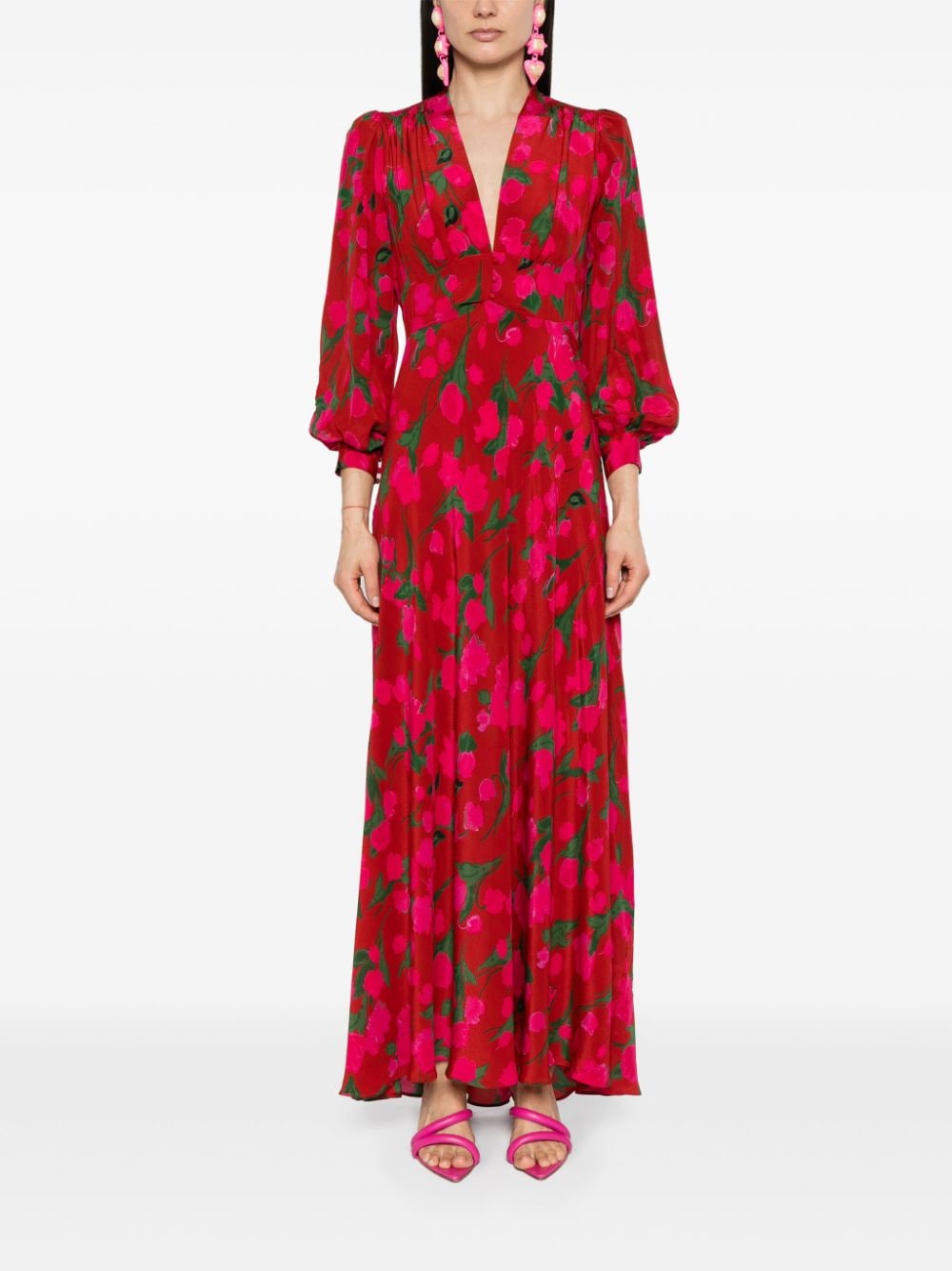 Rixo Emory floral-print maxi dress - Rood