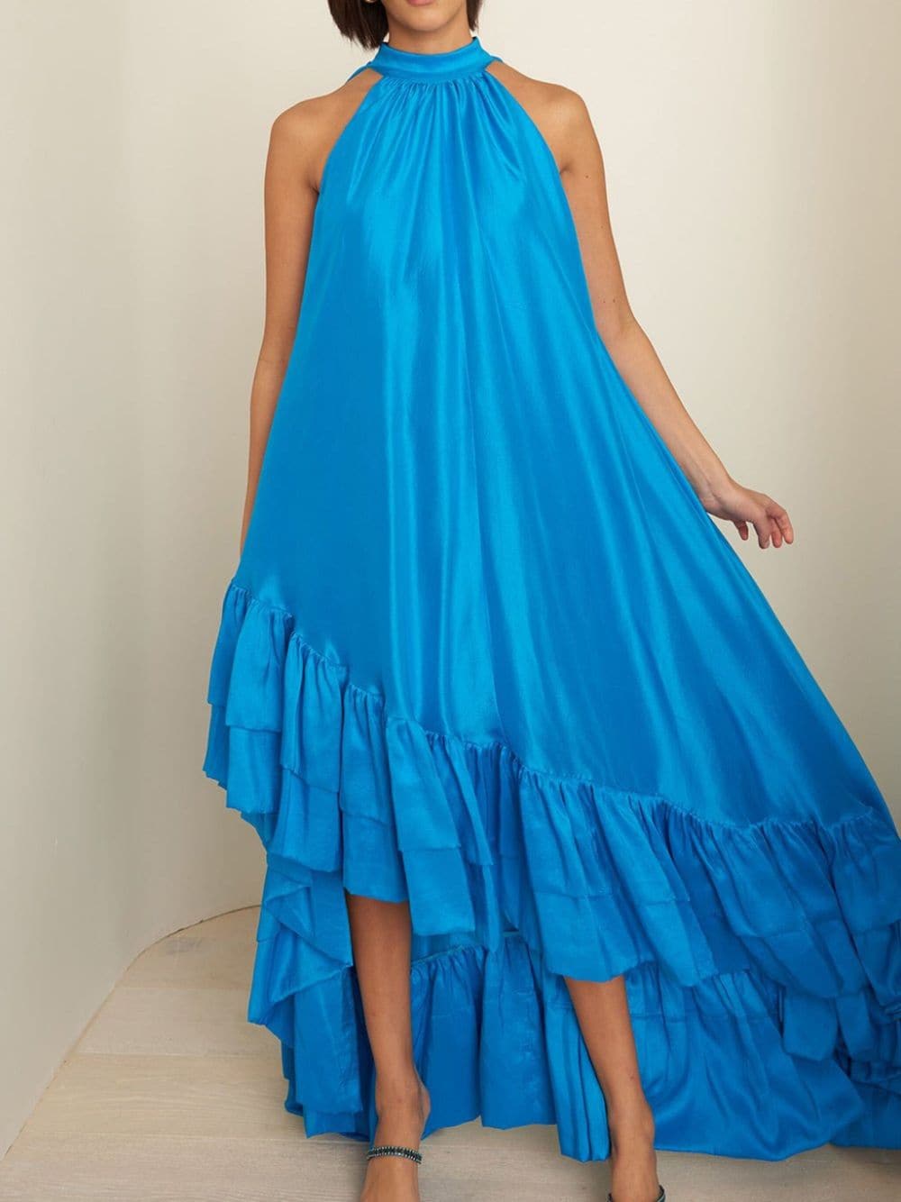 AZEEZA Lucas silk gown - Blauw