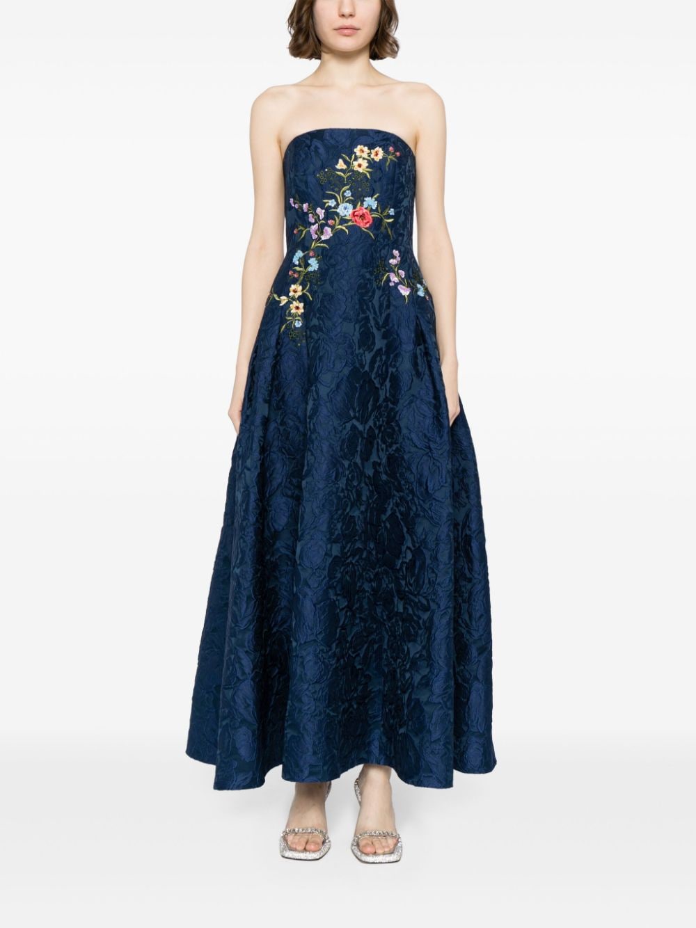 Sachin & Babi Belle floral-embroidered maxi dress - Blauw