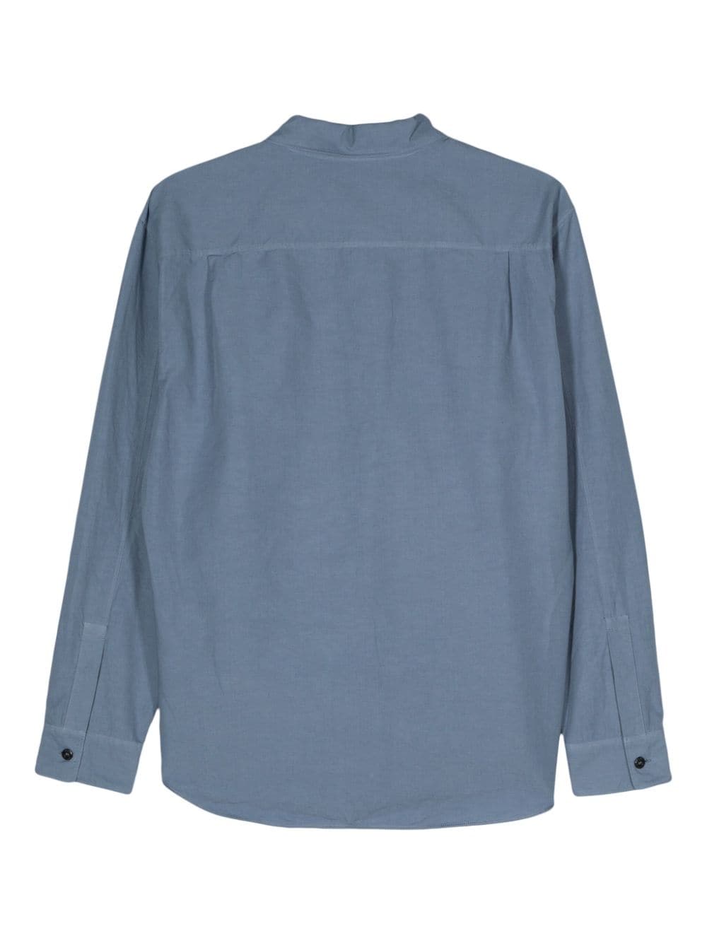 Stone Island logo-print cotton linen shirt - Blauw