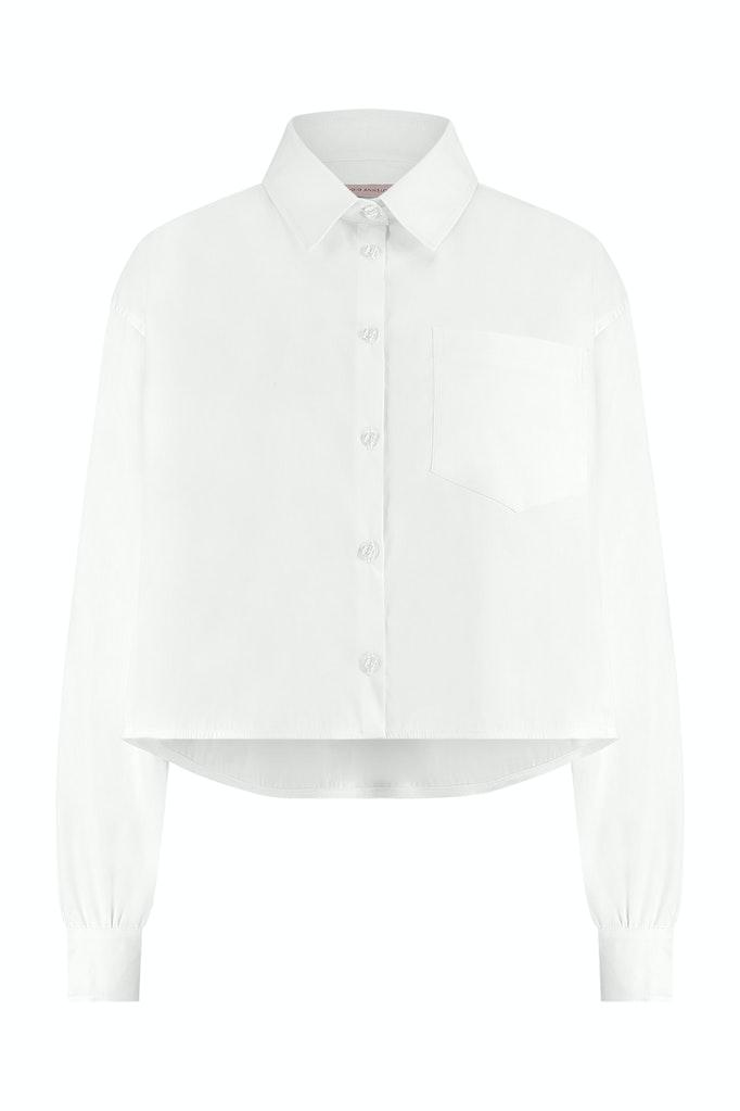 Studio Anneloes Female Blouses Dion Cropped Poplin Blouse 09797