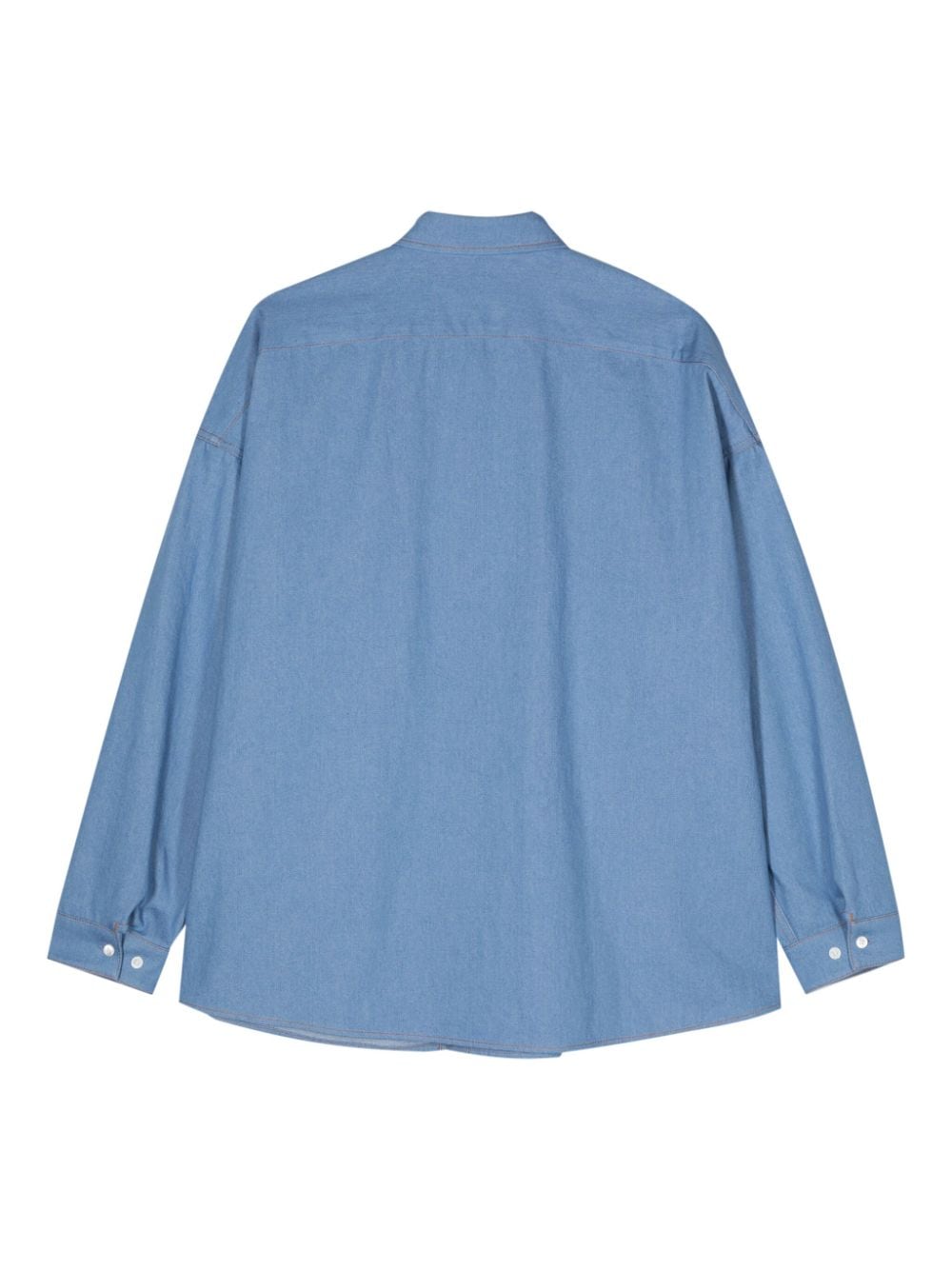 Marni logo-embroidered cotton shirt - Blauw