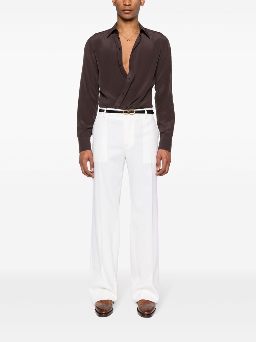 Dolce & Gabbana classic-collar silk shirt - Bruin
