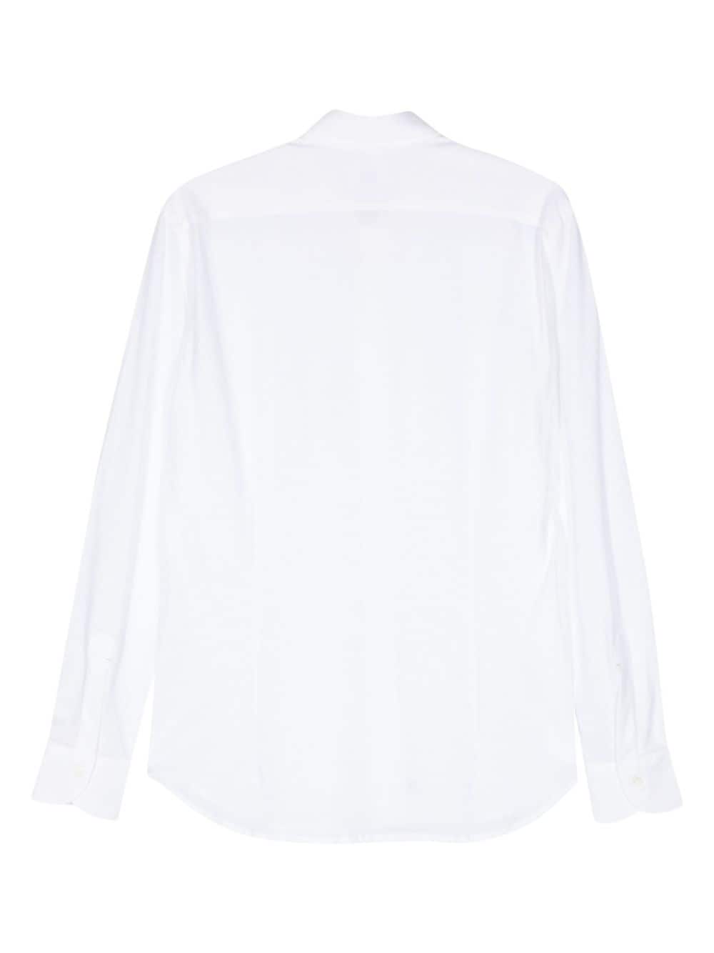 Mazzarelli Katoenen overhemd met tonale stiksels - Wit