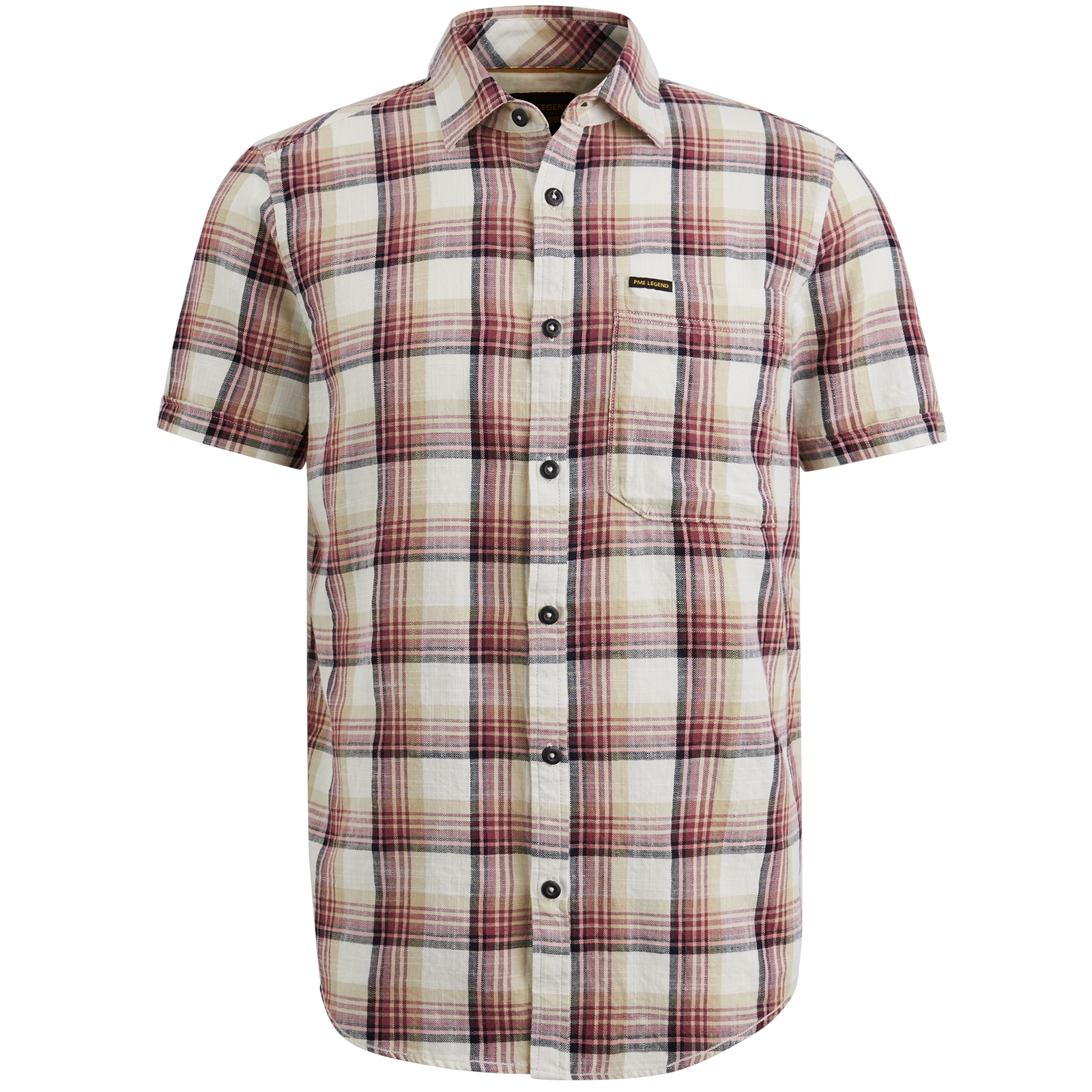 PME Legend Male Overhemden Psis2403232 Short Sleeve Shirt Ctn Slub Weave