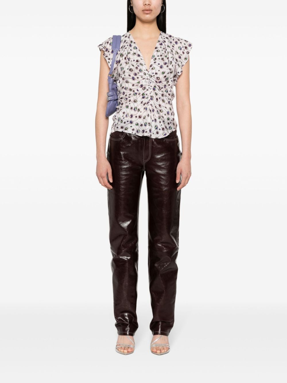 ISABEL MARANT Lonea abstract-print top - Beige