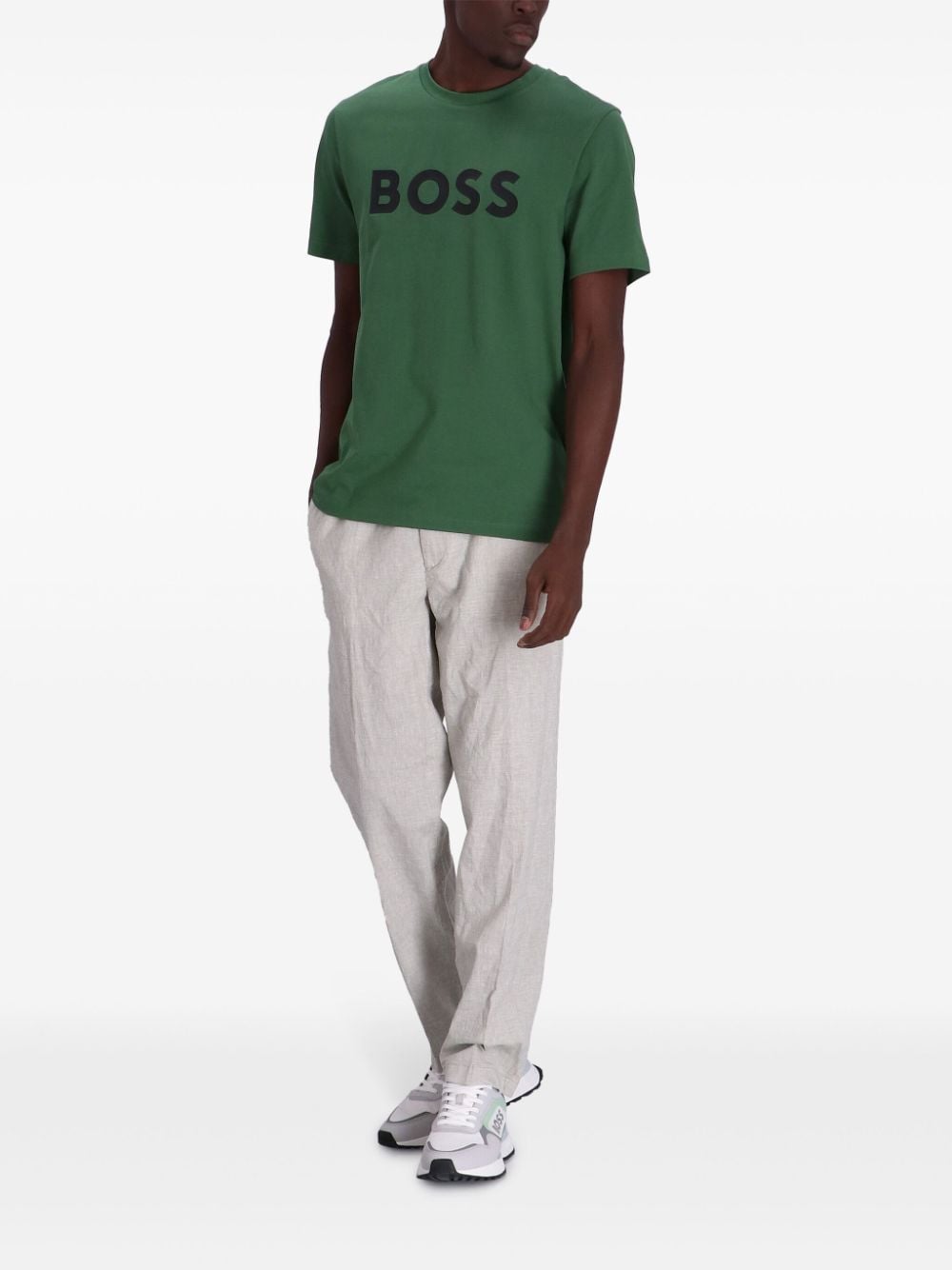 BOSS Tiburt 354 logo-print cotton T-shirt - Groen