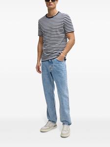 BOSS striped cotton-linen T-shirt - Blauw