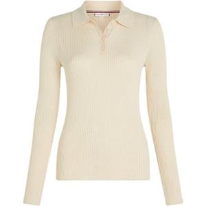 Tommy Hilfiger Trui met polokraag FINE RIBS POLO SWEATER met korte knoopsluiting