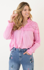 The Musthaves Lovely Lace Blouse Katoen Roze