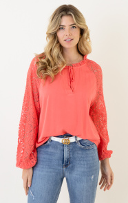 The Musthaves Lace Sleeve Shirt Koraal
