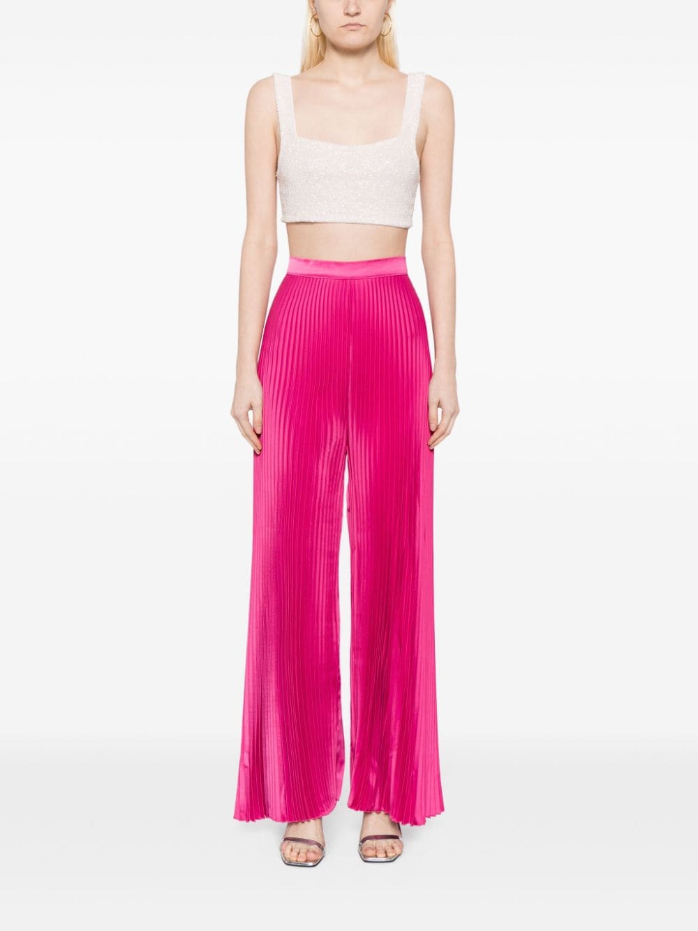 L'IDÉE Bisous pleated wide-leg trousers - Rood