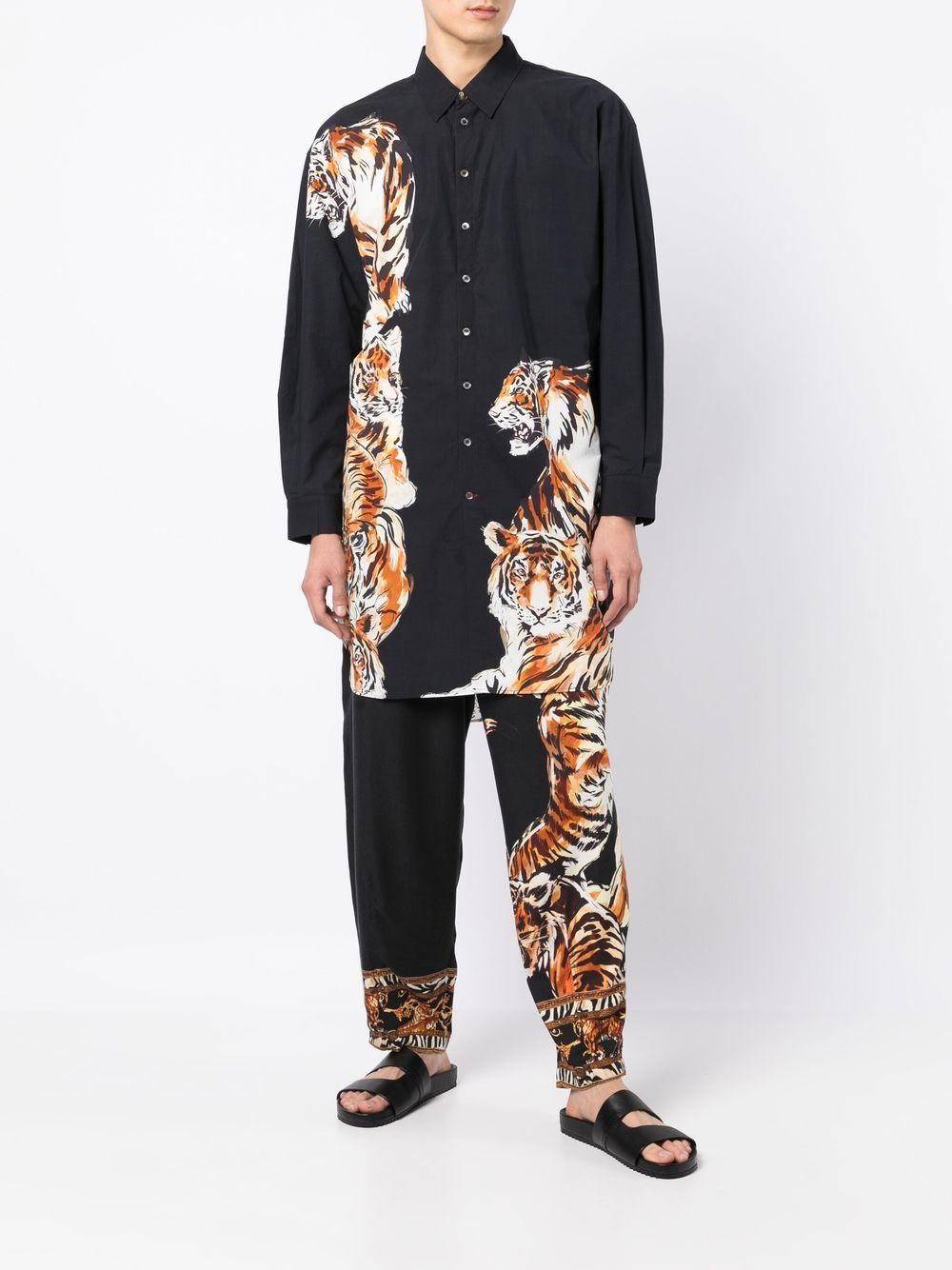 Camilla Overhemd met tijgerprint - Zwart