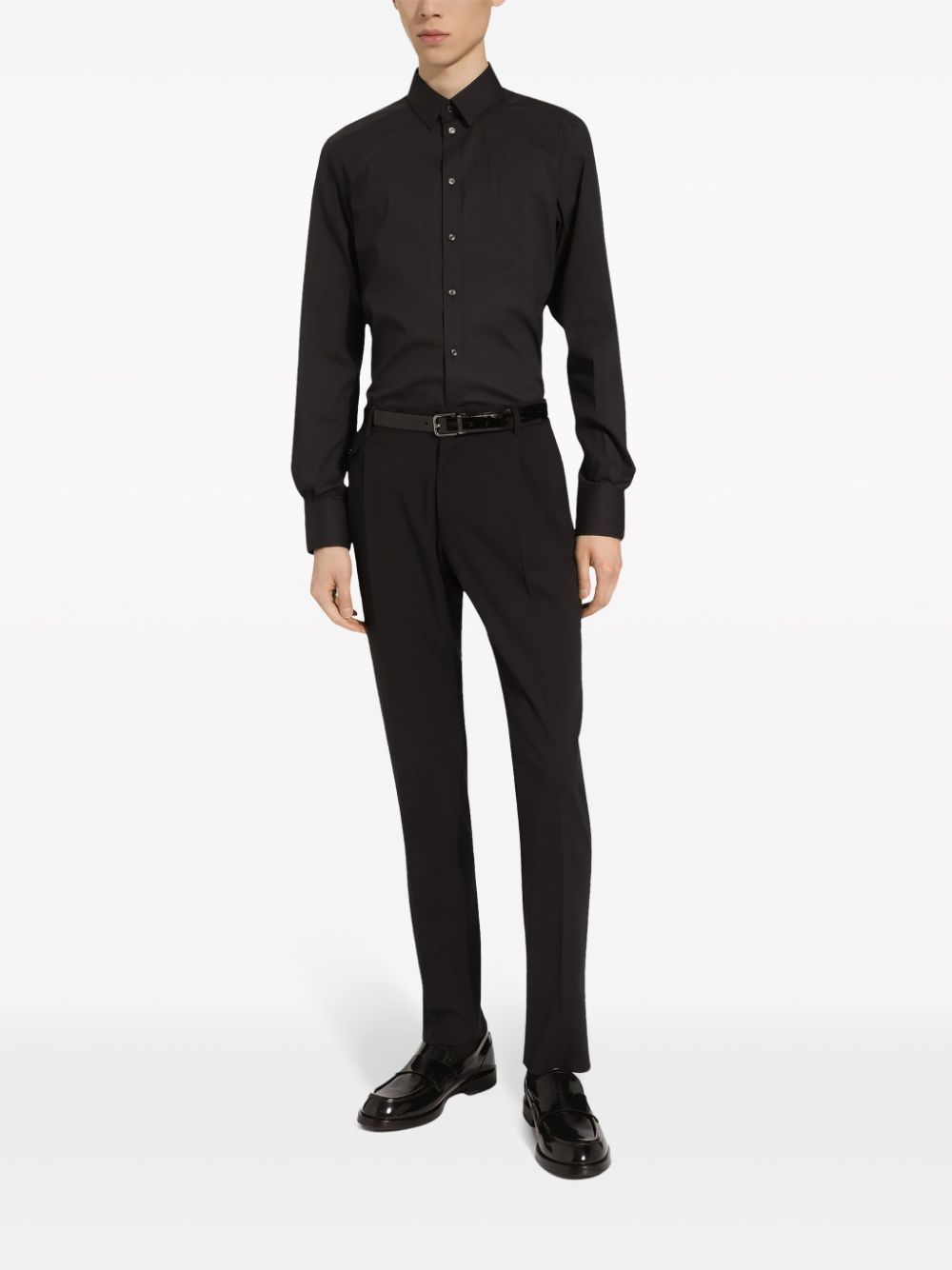 Dolce & Gabbana long-sleeve stretch-cotton shirt - Zwart