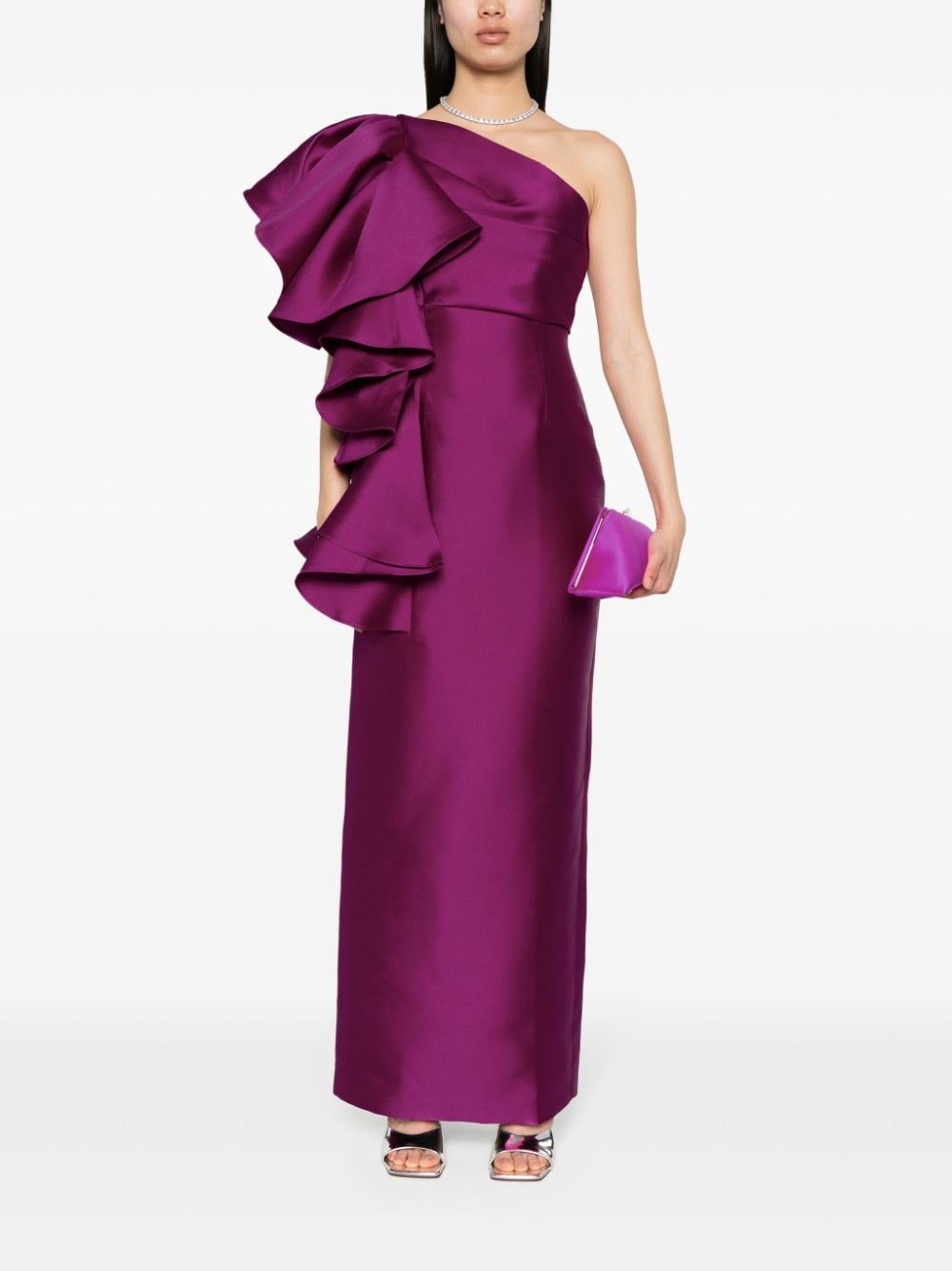 Solace London Barney twill maxi dress - Roze