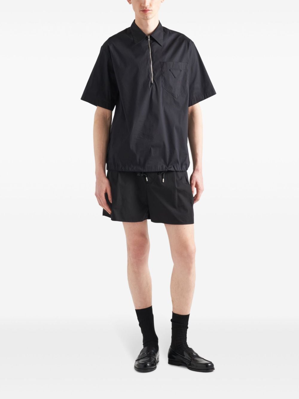 Prada Overhemd met korte mouwen en rits - Zwart