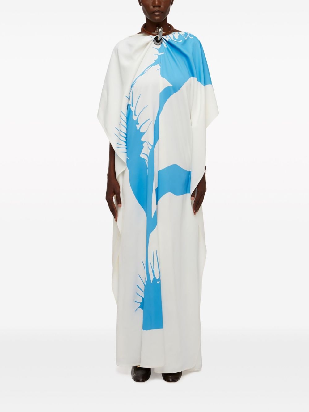 Ferragamo Maxi-jurk met abstracte print - Blauw